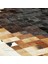 Kahverengi Bej Dana Derisi Patchwork Halı – El Yapımı Hakiki Deri Kaymaz Koridor Halısı 5