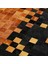 Kare Desenli Üç Renkli Dana Derisi Halı – El Yapımı Hakiki Deri Patchwork Şık Giriş Halısı 5