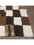 Kahverengi ve Beyaz Oğlak Derisi Patchwork Halı, El Yapımı Şık Salon Halısı 2