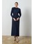 Lacivert Simli Drape Elbise 1