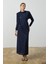Lacivert Simli Drape Elbise 3