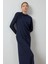 Lacivert Simli Drape Elbise 5