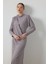 Gri Simli Drape Elbise 6