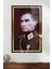 Gold Şeritli Renkli Üniformalı Atatürk Cam Tablo, Ev Ofis Dekoru Hediyelik Duvar Dekorasyonu 1