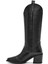 Kadın Siyah Kalın Topuklu Deri Kovboy Çizme 25WFD1525FT 4