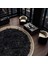 Şık Siyah Yuvarlak Toskana Derisi Halı - Lüks Salon Halısı, Modern Yuvarlak Salon Halısı 3