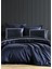 Nüans Nakışlı Pamuk Saten Yollu Çift Kişilik Nevresim Takımı-Lacivert 1