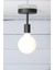 Modern Siyah 1XE27 Metal Plofonyer Avize Beyaz Glop Ampul Dahil 1