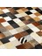 Çok Renkli El Yapımı Dana Derisi Halı, Hakiki Deri Patchwork Tasarım, Modern Salon Halısı 5