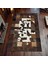 El Yapımı Patchwork Halı – Kahverengi Siyah Beyaz Renkli Doğal Dana Derisi Halı 5