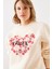 Kadın Üç Iplik Şardonlu Yuvarlak Yaka Pati Baskılı Sweatshirt Mbhs 2