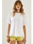 Kadın Yandan Yırtmaçlı Kol Katlama Detaylı Bisiklet Yaka Kısa Kollu Basic T-Shirt 2