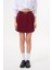 Kemerli Pileli Bordo Mini Etek - KED1001 3
