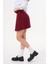 Kemerli Pileli Bordo Mini Etek - KED1001 5