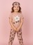 Kız Çocuk Pamuklu Kısa Kol Çiçek Desenli Pijama Takım(Uyku Bandı Dahil) 3