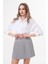 Kemerli Pileli Mini Gri Etek - KED1001 1