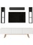 Jabari Tv Ünitesi Raflı 3 Kapaklı 180CM Ahşap Ayaklı Beyaz-Antrasit Jab3-Wan 4