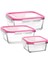 3'lü Pembe Cam Saklama Kabı Seti, Kilitli Kapakli, Pratik ve Şık Tasarım 2