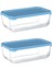 Şeffaf Cam Saklama Kabı Seti 2'li, 1200CC, Mavi Kapak, Şık ve Kullanışlı. 1