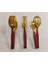 3 Parça Kırmızı ve Gold Titanyum Servis Maşa Seti, Şık ve Kullanışlı Tasarım 1