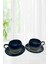 Şık Petrol Yeşili ve Siyah Çay Kahve Fincan Takımı 2'li Set 2