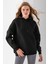 Kadın Kapüşonlu Basic 3ip Sweatshirt Siyah - 2604 6