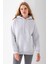 Kadın Kapüşonlu Basic 3ip Sweatshirt Gri - 2604 1