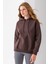 Kadın Kapüşonlu Basic 3ip Sweatshirt Kahverengi - 2604 1