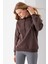 Kadın Kapüşonlu Basic 3ip Sweatshirt Kahverengi - 2604 4