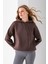 Kadın Kapüşonlu Basic 3ip Sweatshirt Kahverengi - 2604 6