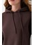 Kadın Kapüşonlu Basic 3ip Sweatshirt Kahverengi - 2604 7