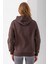 Kadın Kapüşonlu Basic 3ip Sweatshirt Kahverengi - 2604 8