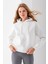Kadın Kapüşonlu Basic 3ip Sweatshirt Beyaz - 2604 3