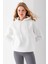 Kadın Kapüşonlu Basic 3ip Sweatshirt Beyaz - 2604 5