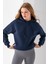 Kadın Kapüşonlu Basic 3ip Sweatshirt Lacivert - 2604 4