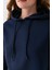 Kadın Kapüşonlu Basic 3ip Sweatshirt Lacivert - 2604 7