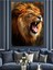 Canlı Renklerde Aslan Portresi Dekoratif Kanvas ve Ahşap Tablo 5