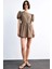 Fitted Kareli Poplin Kısa Kollu Mini Elbise F9944AX25SM 3