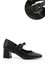 Kadın Siyah Küt Burun Kare Ökçe Mary Jane Ayakkabı 1