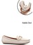 Kadın Bej Tokalı Rok Hakiki Deri Comfort Loafer 1