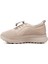 Kadın Nude Lastik Bağcıklı Comfort Dolgu Taban Hakiki Deri Sneaker 3