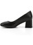 Kadın Siyah Küt Burun Orta Kalın Topuklu Hakiki Deri Ayakkabı 3