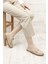 Kadın Antik Bej Tokalı Rok Hakiki Deri Comfort Loafer 2