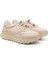 Kadın Bej Lastik Bağcıklı Comfort Dolgu Taban Hakiki Deri Sneaker 2