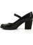 Kadın Siyah - Rugan Kalın Topuklu Mary Jane Hakiki Deri Ayakkabı 3