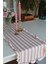 Pembe Çizgili Fırfırlı Vintage Keten Runner, Şık ve Şirin Dekorasyon Seçeneği 2
