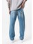 Açık Mavi Erkek Baggy Fit Kot Pantolon 4