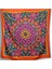 Turuncu Eşarp Ipeksi Twill Saten Kumaş Mandala Desenli 90CMX90CM 2