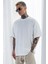 Erkek Beyaz Oversize Tişört Arkası Baskılı Bol Kesim %100 Pamuk 1