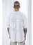 Erkek Beyaz Oversize Tişört Arkası Baskılı Bol Kesim %100 Pamuk 3